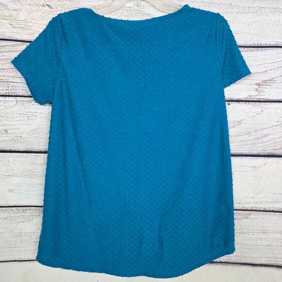 Rose + Olive S Teal Swiss Dot Twist Front Top - Picture 4 of 7